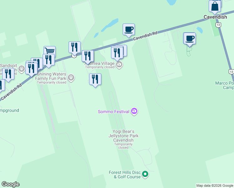 map of restaurants, bars, coffee shops, grocery stores, and more near 117 Forest Hills Lane in New Glasgow