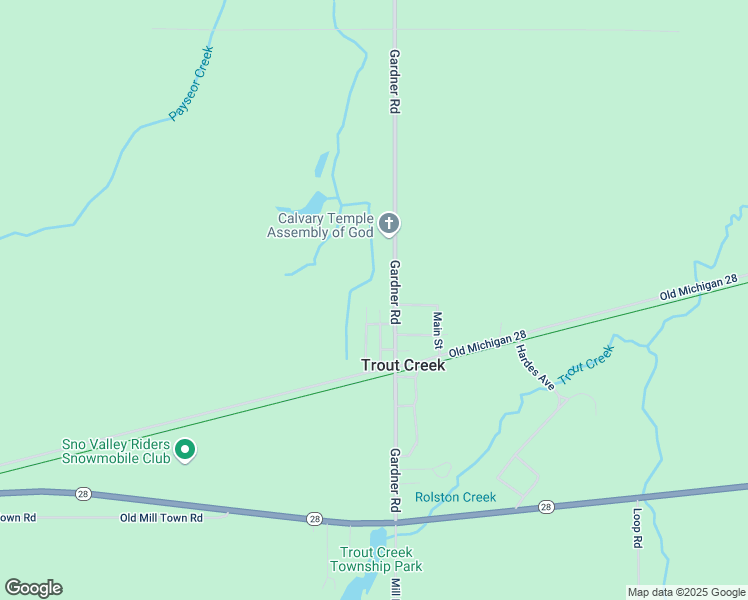 map of restaurants, bars, coffee shops, grocery stores, and more near Cleveland Ave in Trout Creek