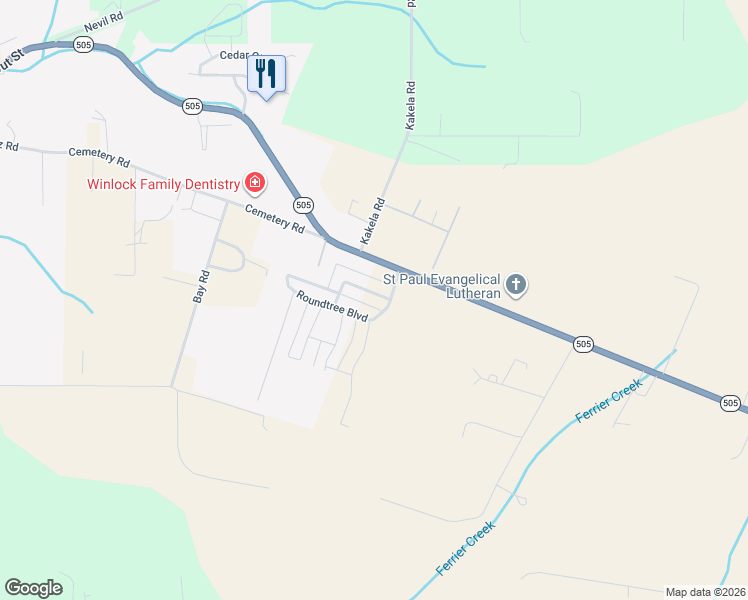 map of restaurants, bars, coffee shops, grocery stores, and more near 807 Miller Street in Winlock