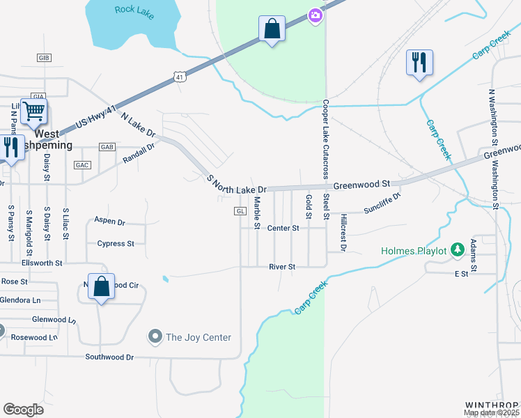 map of restaurants, bars, coffee shops, grocery stores, and more near 100-198 Marble St in Ishpeming Township