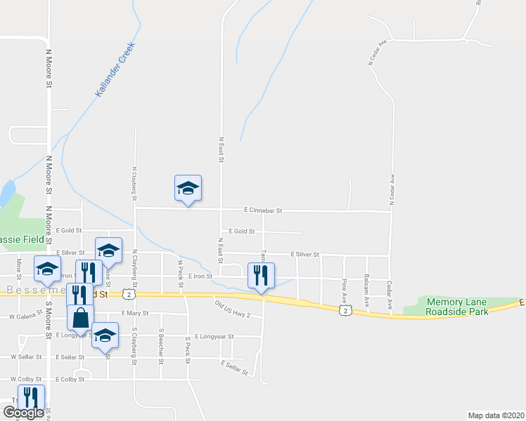 map of restaurants, bars, coffee shops, grocery stores, and more near 1000 East Cinnebar Street in Bessemer