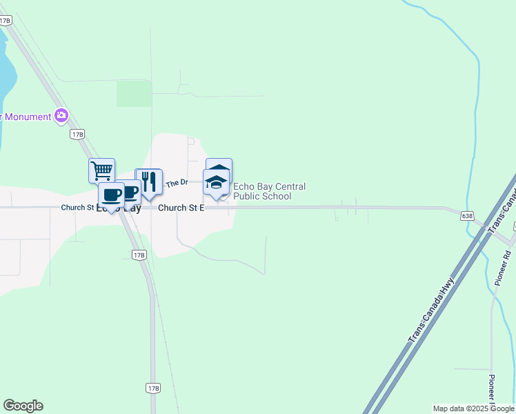 map of restaurants, bars, coffee shops, grocery stores, and more near 331 Church Street in Echo Bay