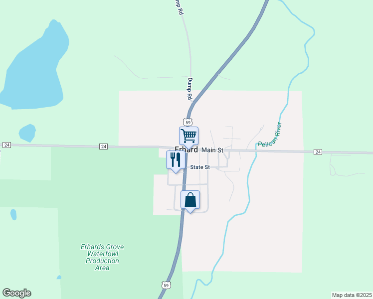 map of restaurants, bars, coffee shops, grocery stores, and more near in Erhard