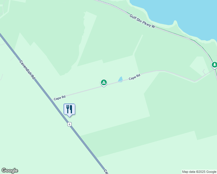 map of restaurants, bars, coffee shops, grocery stores, and more near 132 Cape Road in North Rustico