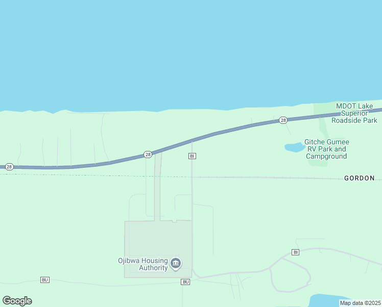 map of restaurants, bars, coffee shops, grocery stores, and more near 122 Kawbawgam Road in Marquette