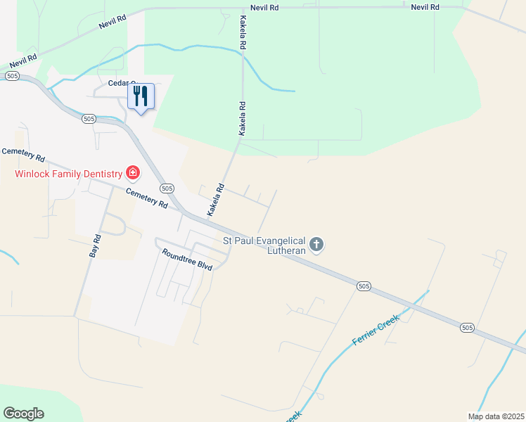 map of restaurants, bars, coffee shops, grocery stores, and more near 136 Kakela Road in Winlock