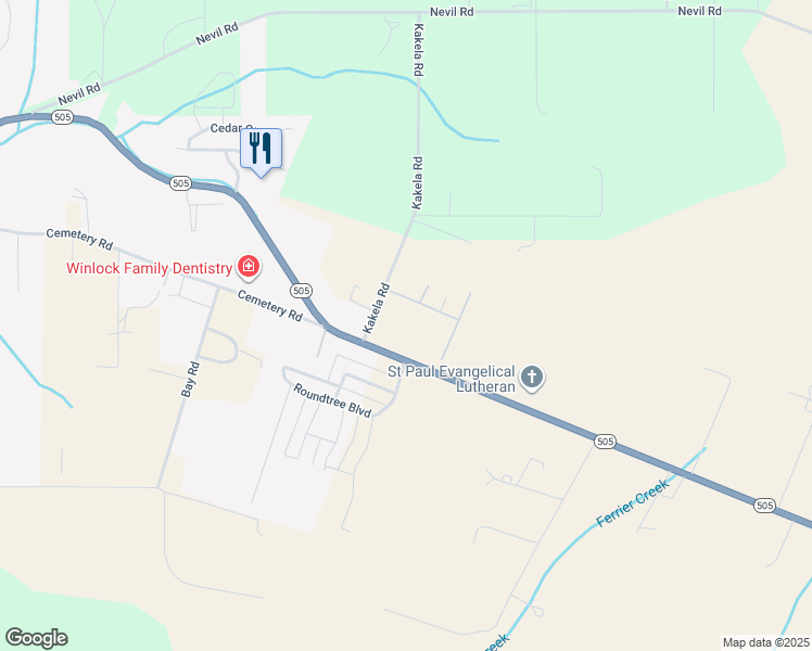 map of restaurants, bars, coffee shops, grocery stores, and more near 122 Kakela Road in Winlock