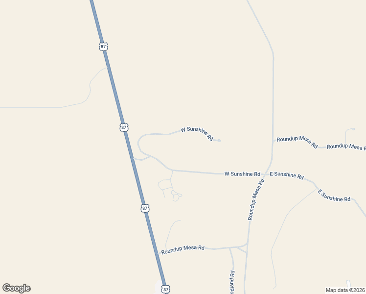 map of restaurants, bars, coffee shops, grocery stores, and more near 90 West Sunshine Road in Roundup