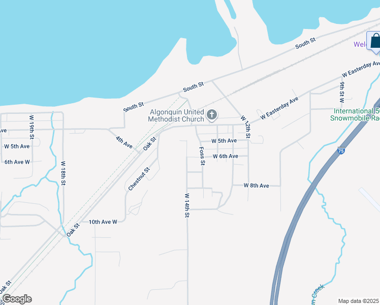 map of restaurants, bars, coffee shops, grocery stores, and more near 1300-1476 West 14th Street in Sault Ste. Marie