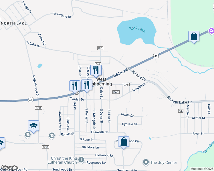 map of restaurants, bars, coffee shops, grocery stores, and more near 100-198 Daisy Street in Ishpeming