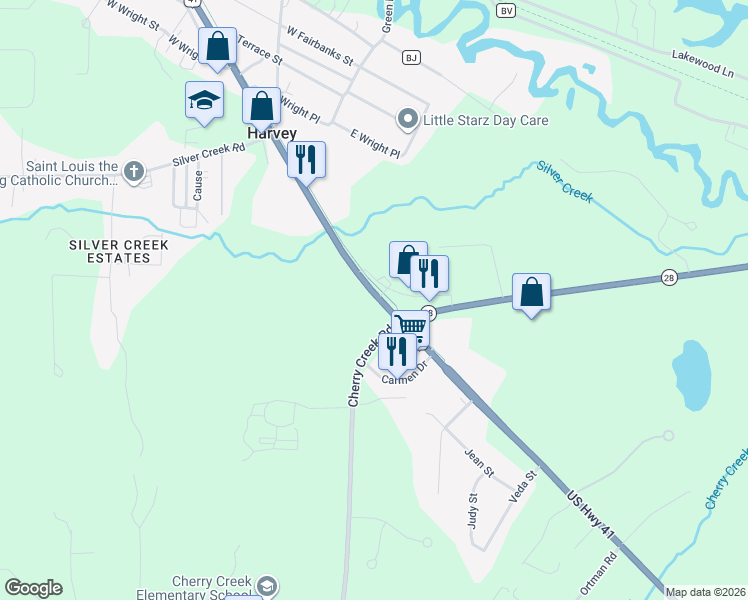 map of restaurants, bars, coffee shops, grocery stores, and more near 5001 Highway M-28 in Marquette
