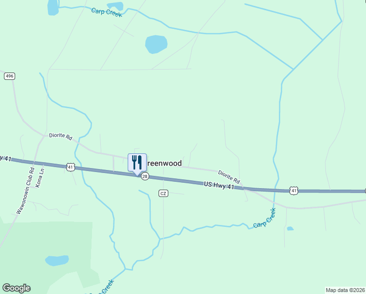 map of restaurants, bars, coffee shops, grocery stores, and more near 1539-1776 Diorite Road in Ishpeming