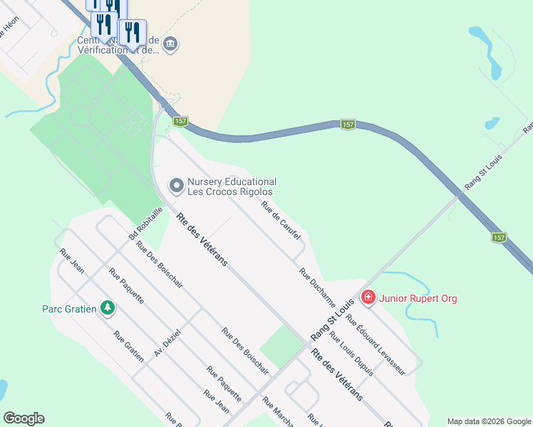 map of restaurants, bars, coffee shops, grocery stores, and more near 4481 Rue de Carufel in Notre-Dame-du-Mont-Carmel