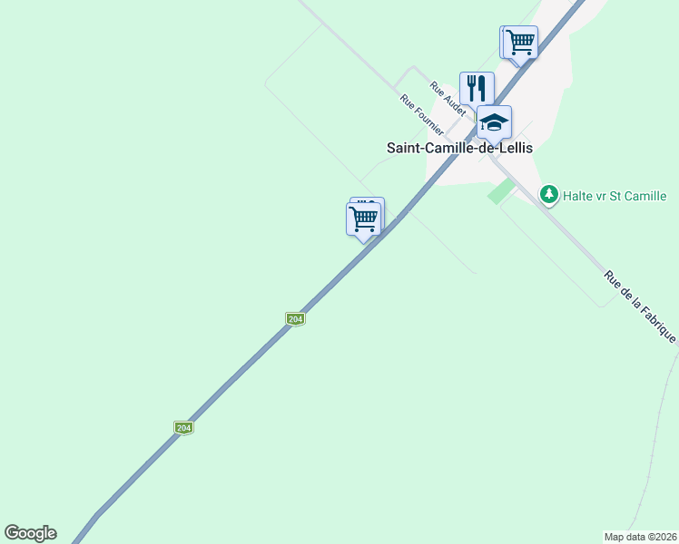 map of restaurants, bars, coffee shops, grocery stores, and more near 523 Rue Principale in Saint-Camille-de-Lellis