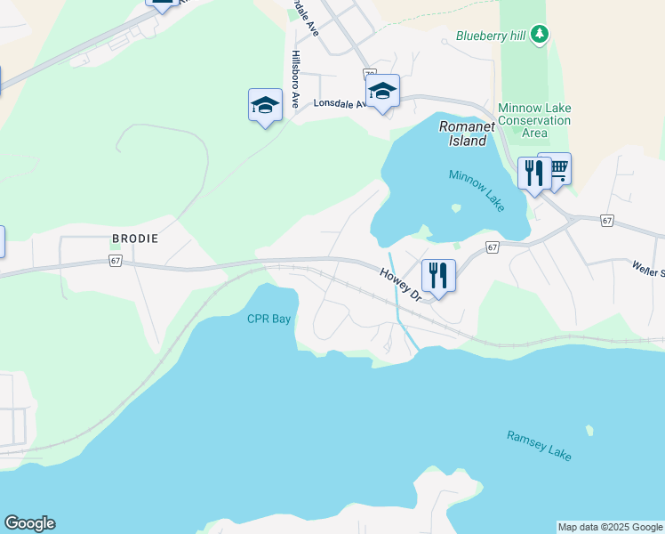 map of restaurants, bars, coffee shops, grocery stores, and more near 5 Harry Crescent in Sudbury