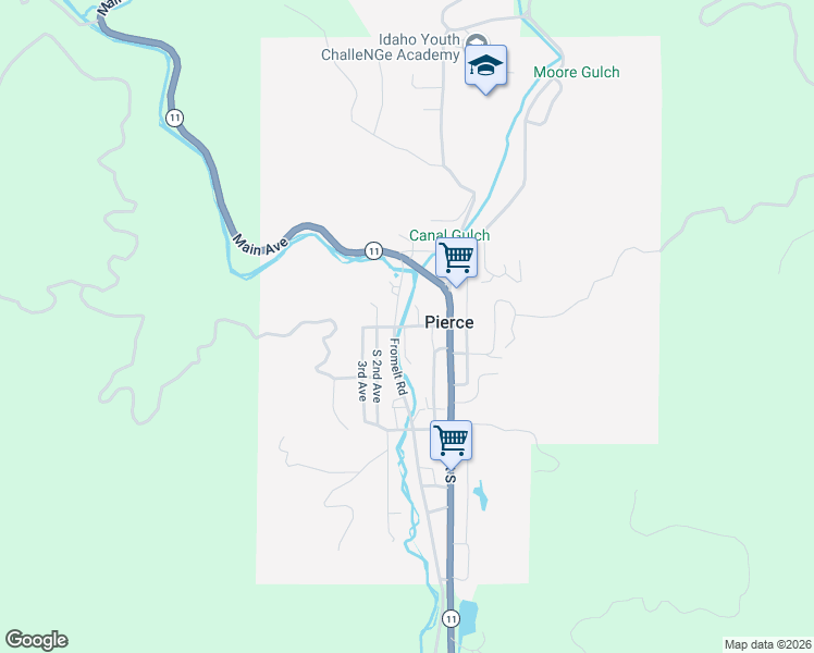 map of restaurants, bars, coffee shops, grocery stores, and more near Carle Street in Pierce