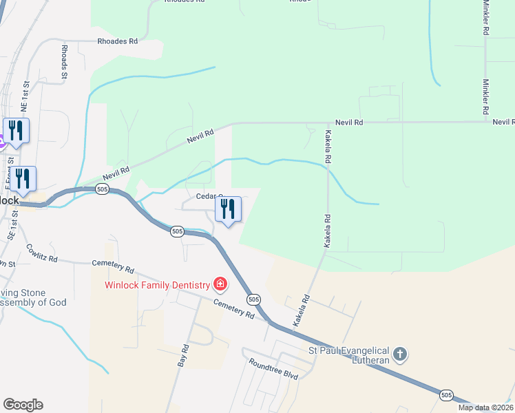 map of restaurants, bars, coffee shops, grocery stores, and more near in Winlock