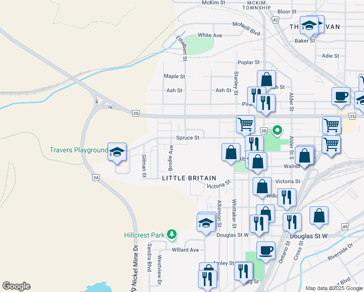 map of restaurants, bars, coffee shops, grocery stores, and more near 534 Robert Street in Sudbury