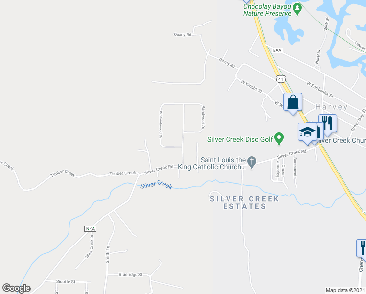 map of restaurants, bars, coffee shops, grocery stores, and more near 4 Scenic Hills Drive in Marquette