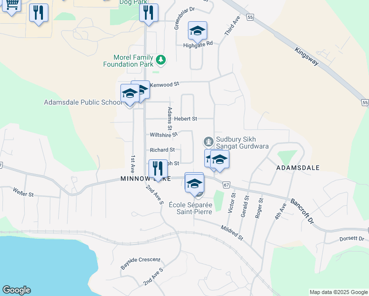 map of restaurants, bars, coffee shops, grocery stores, and more near 84 Camanor Court in Sudbury