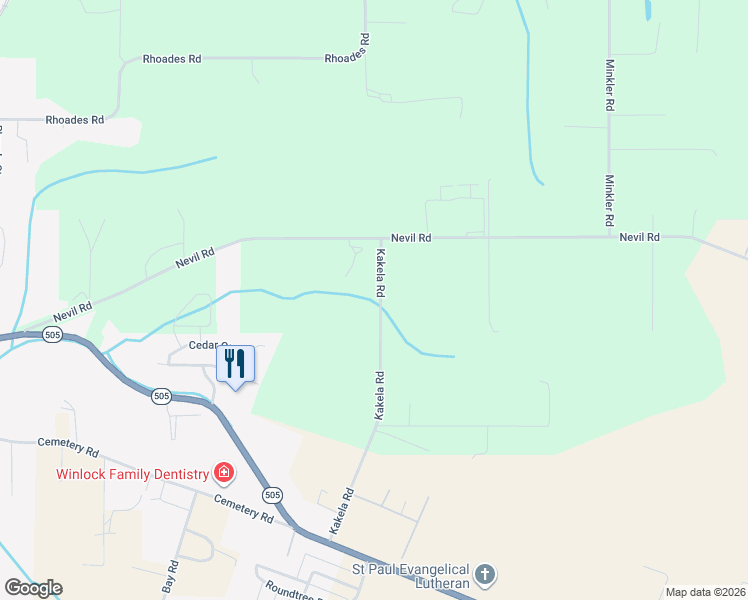 map of restaurants, bars, coffee shops, grocery stores, and more near 706 Nevil Road in Winlock
