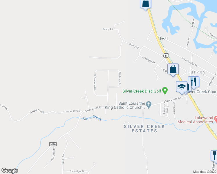 map of restaurants, bars, coffee shops, grocery stores, and more near 99 Sandwood Drive in Marquette