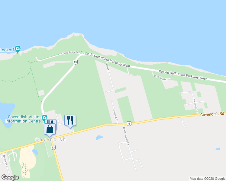 map of restaurants, bars, coffee shops, grocery stores, and more near 68 Sunset Lane in New Glasgow