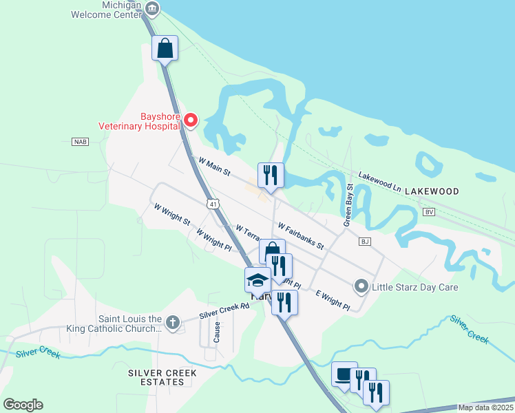 map of restaurants, bars, coffee shops, grocery stores, and more near 200-398 West Fairbanks Street in Harvey