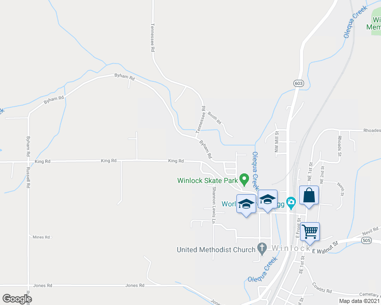 map of restaurants, bars, coffee shops, grocery stores, and more near 798 King Road in Winlock