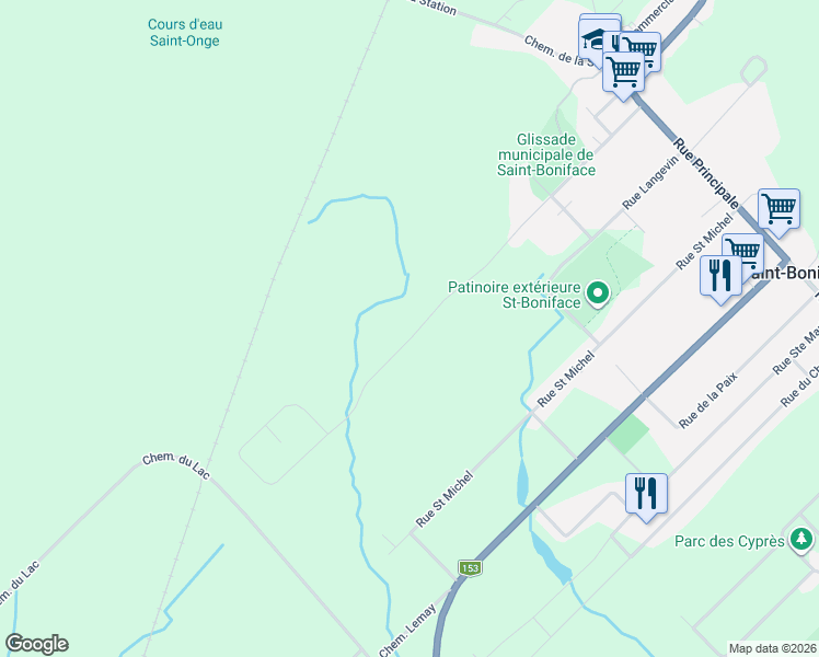 map of restaurants, bars, coffee shops, grocery stores, and more near Rue Guimont in Saint-Boniface