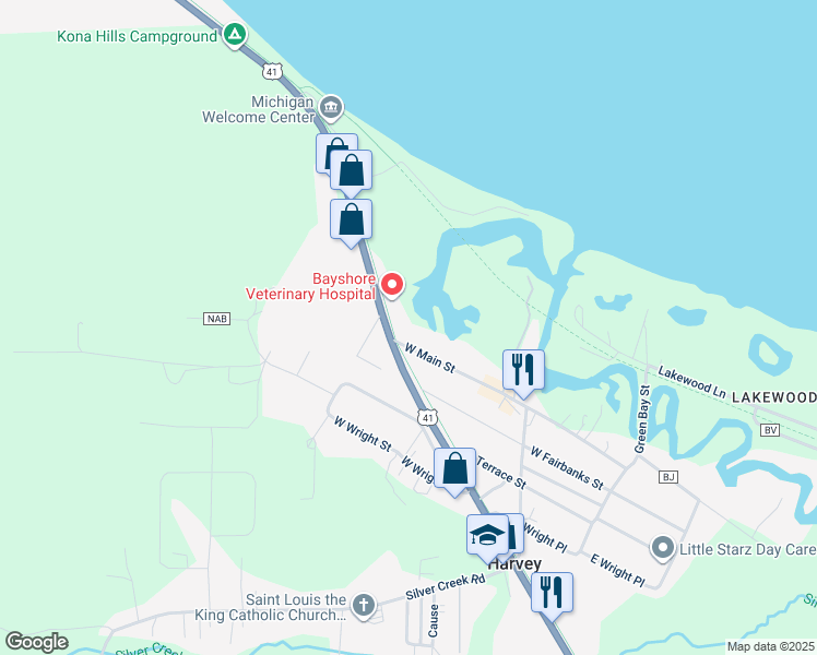 map of restaurants, bars, coffee shops, grocery stores, and more near 309-399 W Main St in Marquette