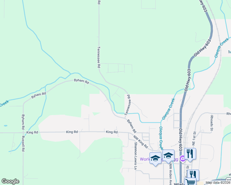 map of restaurants, bars, coffee shops, grocery stores, and more near 110 Tennessee Road in Winlock