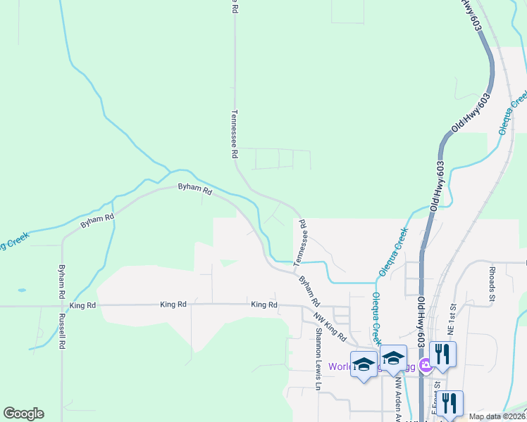 map of restaurants, bars, coffee shops, grocery stores, and more near 110 Tennessee Road in Winlock
