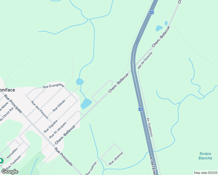 map of restaurants, bars, coffee shops, grocery stores, and more near 2470 Chemin Bellevue in Saint-Boniface