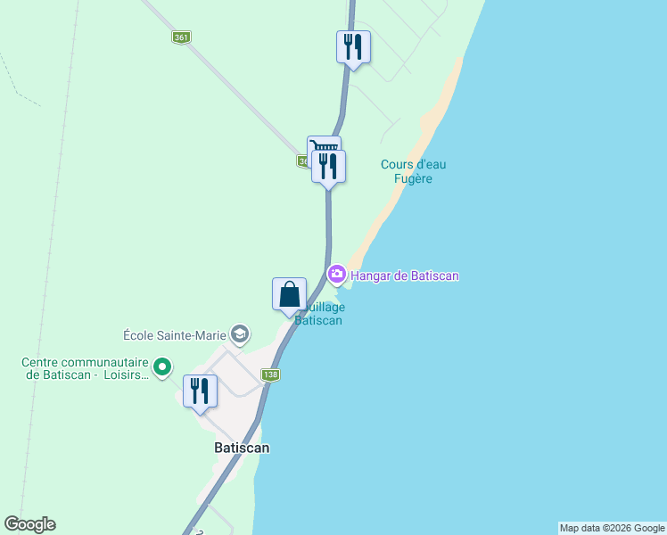 map of restaurants, bars, coffee shops, grocery stores, and more near 1020 Rue Principale in Batiscan