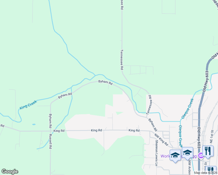 map of restaurants, bars, coffee shops, grocery stores, and more near 863 Byham Road in Winlock