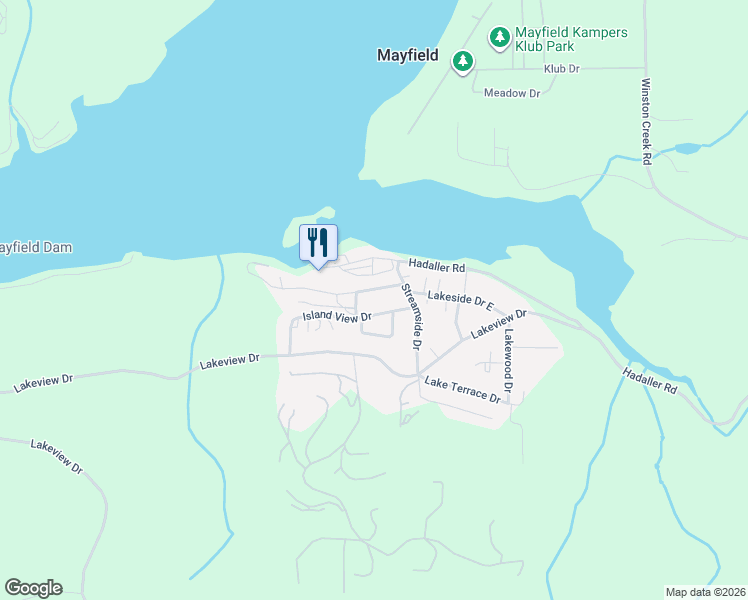 map of restaurants, bars, coffee shops, grocery stores, and more near 103 Lakeside Drive in Mossyrock
