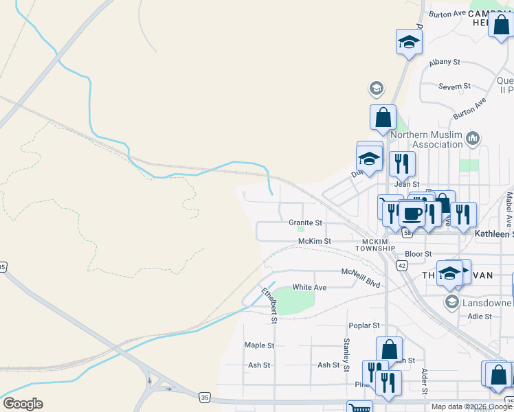 map of restaurants, bars, coffee shops, grocery stores, and more near 569 Huron Street in Sudbury