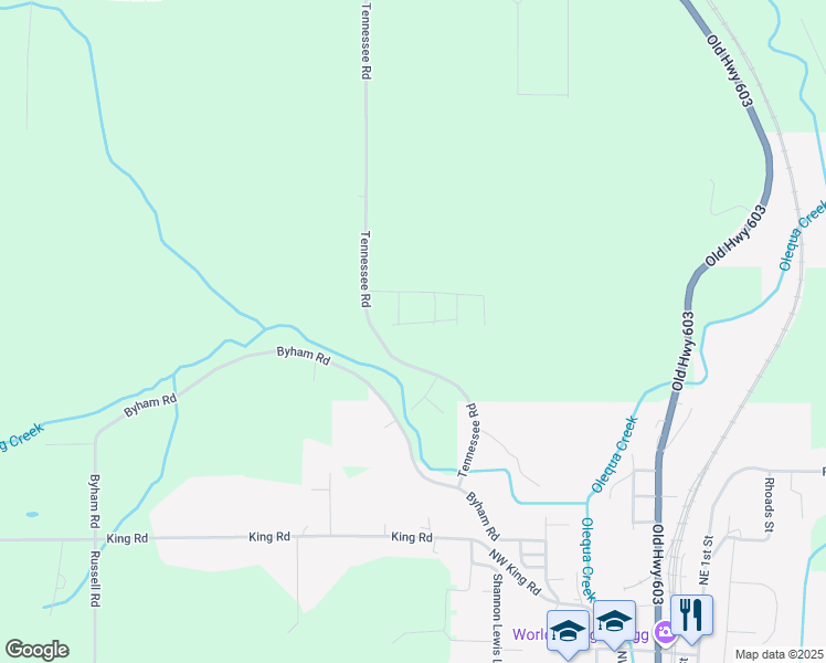 map of restaurants, bars, coffee shops, grocery stores, and more near 176 Tennessee Road in Winlock