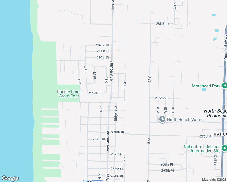 map of restaurants, bars, coffee shops, grocery stores, and more near 27505 Q Lane in Ocean Park