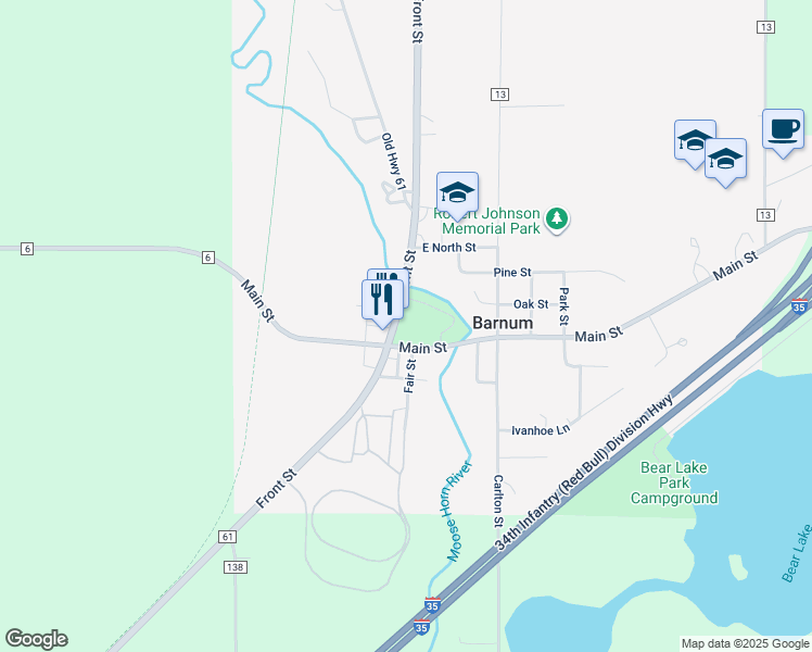 map of restaurants, bars, coffee shops, grocery stores, and more near 3720 Front Street in Barnum