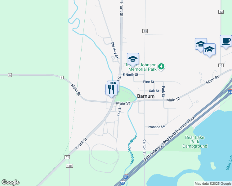 map of restaurants, bars, coffee shops, grocery stores, and more near 3720 Front Street in Barnum