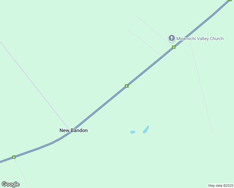 map of restaurants, bars, coffee shops, grocery stores, and more near New Brunswick Route 8 in New Bandon Northumb Co