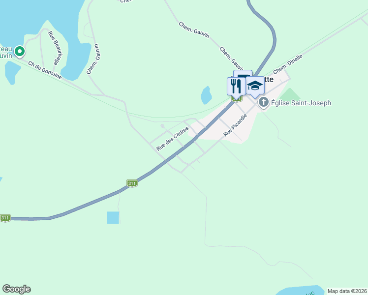 map of restaurants, bars, coffee shops, grocery stores, and more near Chemin des Boisés in Laurentides