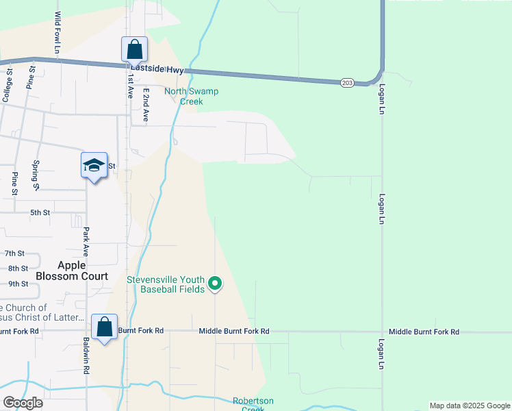 map of restaurants, bars, coffee shops, grocery stores, and more near 300 Park Avenue in Stevensville