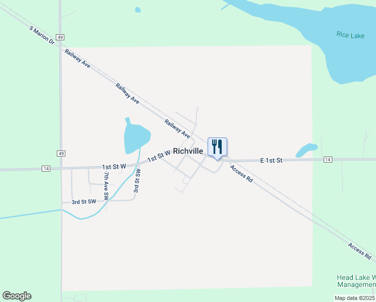 map of restaurants, bars, coffee shops, grocery stores, and more near in Richville