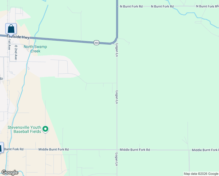 map of restaurants, bars, coffee shops, grocery stores, and more near 304 Syringa Street in Stevensville