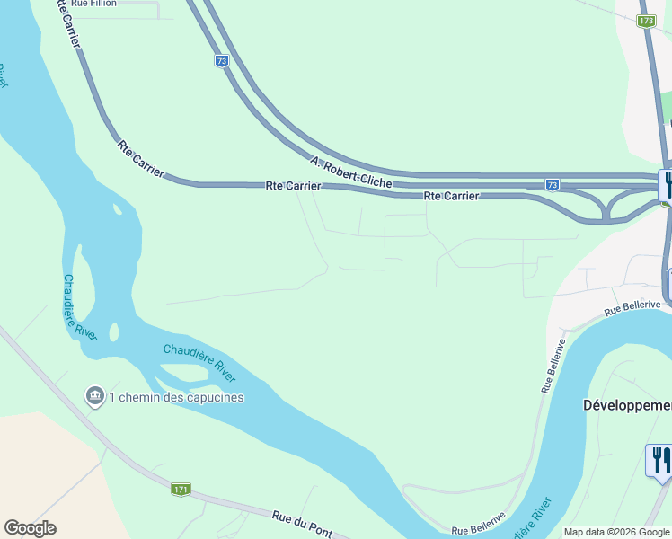 map of restaurants, bars, coffee shops, grocery stores, and more near 53 Rue Marie-Flore in Scott