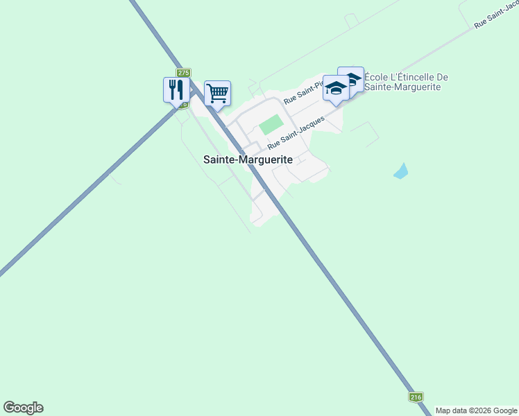map of restaurants, bars, coffee shops, grocery stores, and more near 488 Rue Bellevue in Sainte-Marguerite