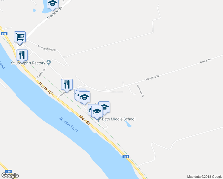 map of restaurants, bars, coffee shops, grocery stores, and more near 75 Hospital Street in Bath